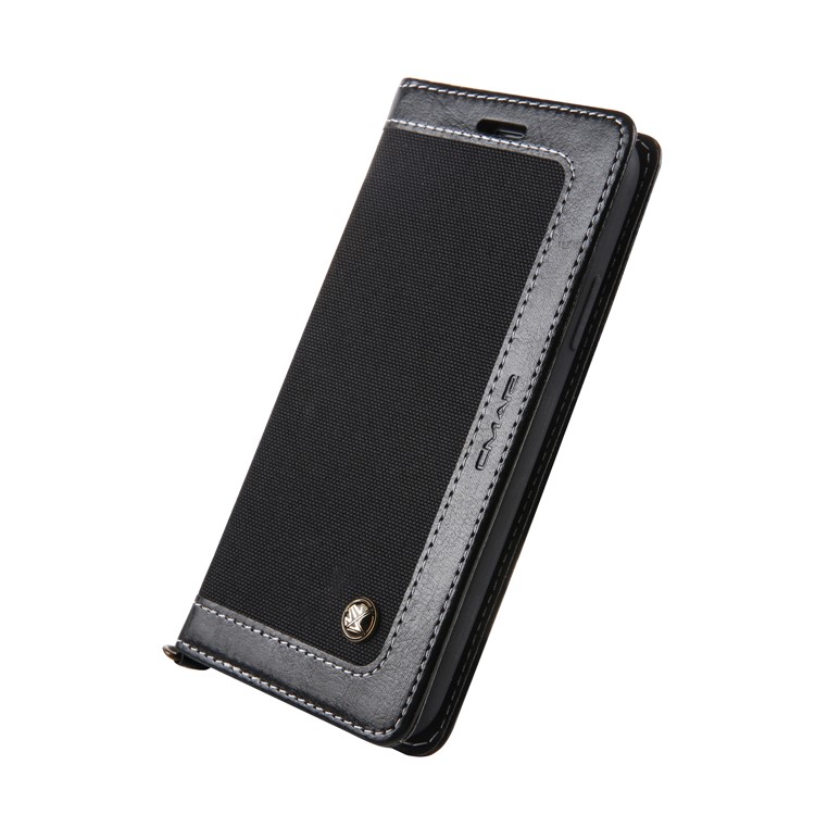 CMAI2 for iPhone XS Max 6.5 inch Jeans Cloth PU Leather Wallet Case with Hand Strap - Black-6