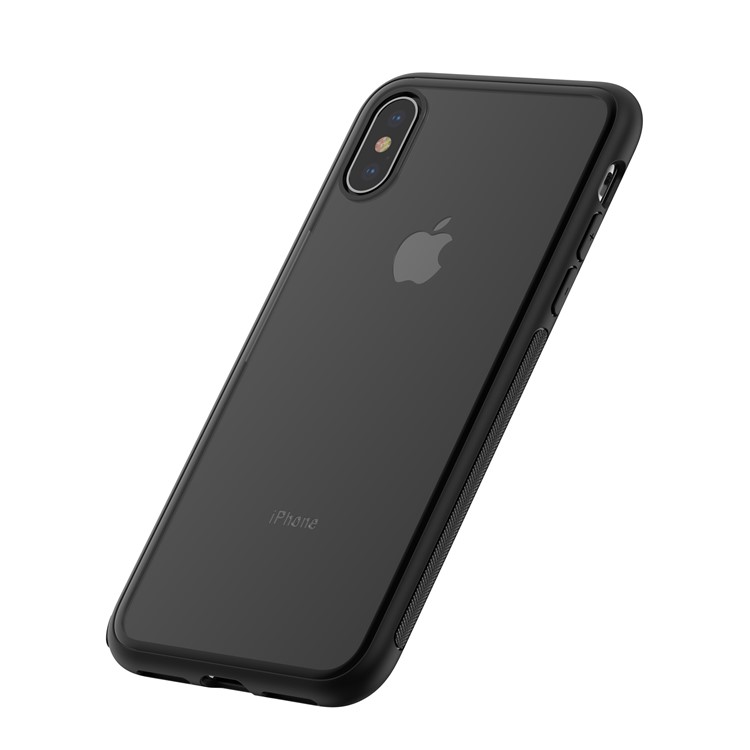 DEVIA TPU Edge + Tempered Glass Back Hybrid Cellphone Cover for iPhone XS Max 6.5 inch - Black-5