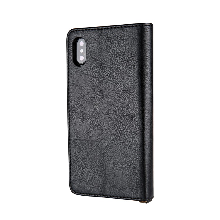 CMAI2 Litchi Grain Auto-absorbed Leather Wallet Case for iPhone XS Max 6.5 inch - Black-3