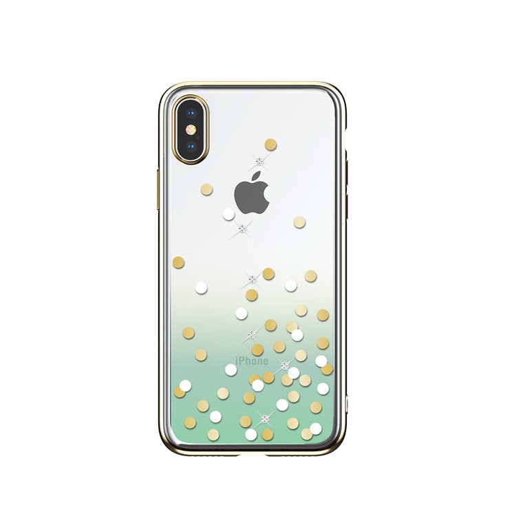 

DEVIA Polka Series Crystal Case Electroplating Rhinestone Decor Plastic Cellphone Cover for iPhone XS Max 6.5 inch - Green, iPhone XS Max 6.5 inch