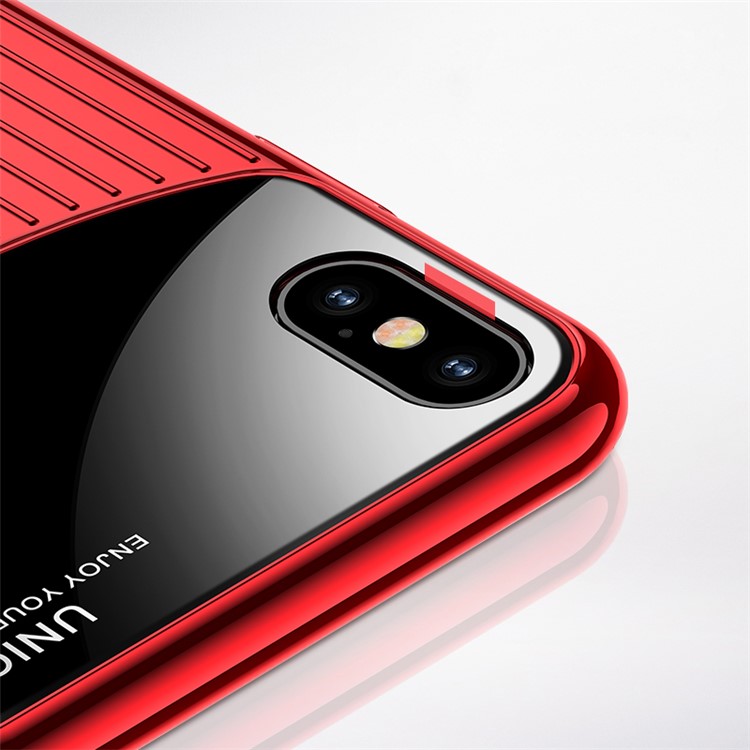 USAMS PC + Acrílico Claro Shell Telefone Combinação Para Iphone XS Max 6,5 Polegadas - Vermelho-3