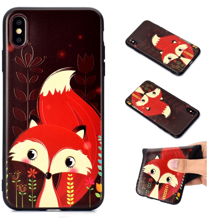 

Pattern Printing Embossed TPU Cover for iPhone XS Max 6.5 inch - Red Fox, iPhone XS Max