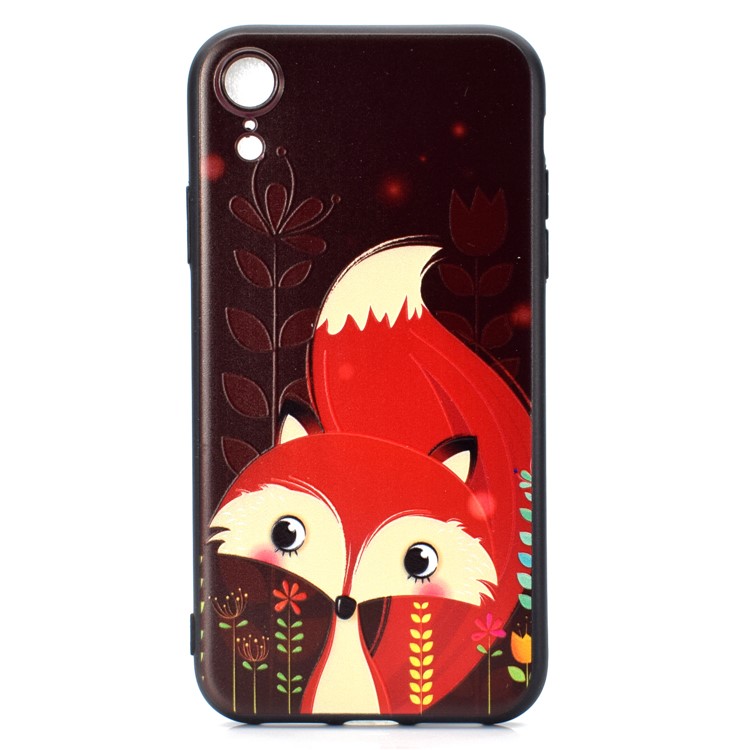 Pattern Printing Embossed TPU Case for iPhone XR 6.1 inch - Fox-2