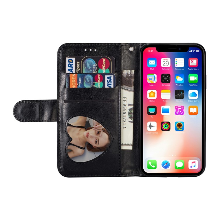 Flash Powder Zippered Stand Leather Wallet Case with Strap for iPhone XS Max 6.5 inch - Black-8