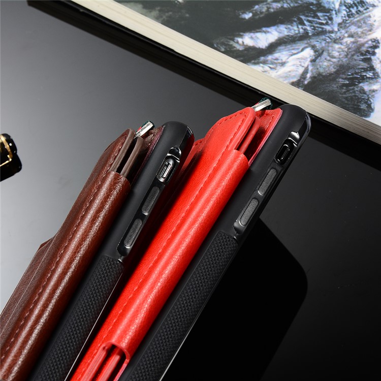 Multifunctional PU Leather Coated TPU Card Holder Case for iPhone XS/X 5.8 inch - Red-3