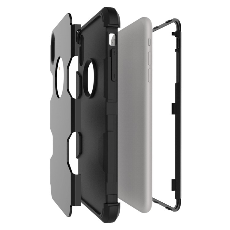 Shockproof Anti-dust PC Silicone Hybrid Cell Phone Case for iPhone XS Max 6.5 inch - All Black-2