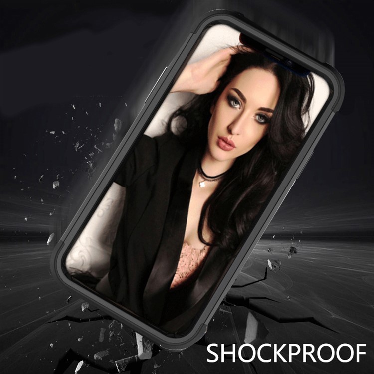 Shockproof Anti-dust PC Silicone Hybrid Cell Phone Case for iPhone XS Max 6.5 inch - All Black-3