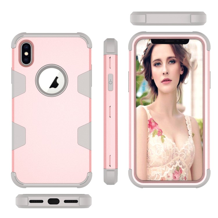 

Противоударный Анти-пылевой ПК Силиконовый Гибридный Корпус Телефона Для Iphone XS Max 6.5 Inch - Серый / Розовое Золото, iPhone XS Max