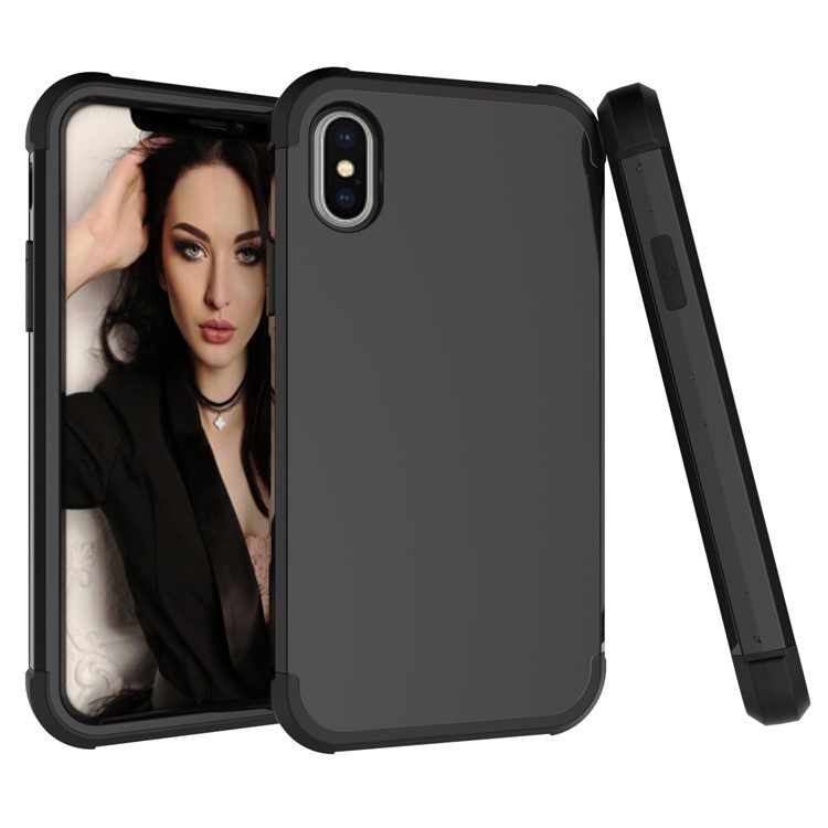 Shockproof PC Silicone Hybrid Case for iPhone XS Max 6.5 inch - All Black-1