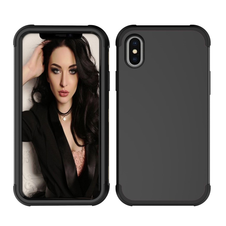 Shockproof PC Silicone Hybrid Case for iPhone XS Max 6.5 inch - All Black-5