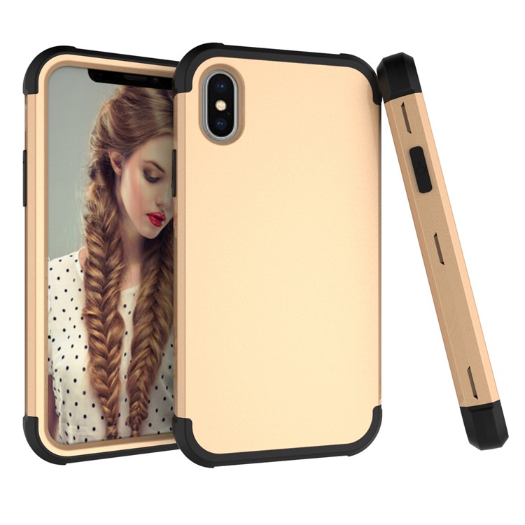 

Ударопрочный Корпус Силиконового Силикона ПК Для Iphone XS Max 6.5 Inch - Черный / Золото, iPhone XS Max