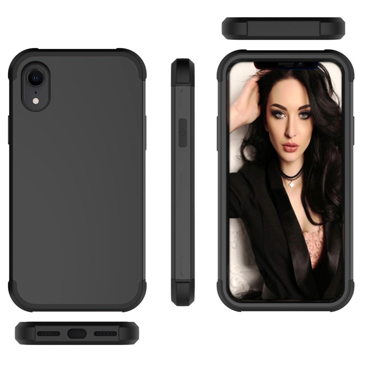 Shockproof PC Silicone Hybrid Case for iPhone XR 6.1 inch - All Black-2