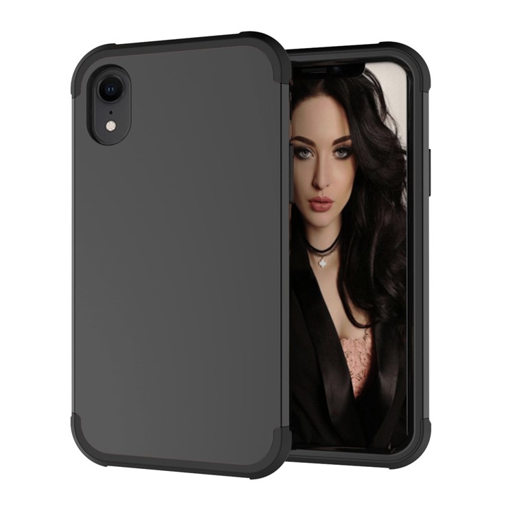 Shockproof PC Silicone Hybrid Case for iPhone XR 6.1 inch - All Black-6