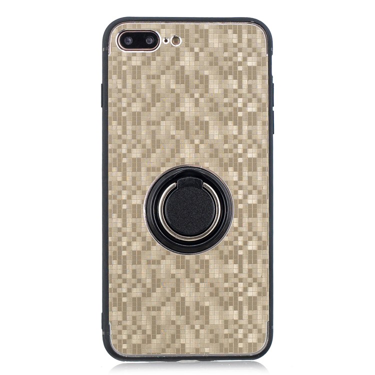 

For iPhone 8 Plus / 7 Plus Mosaic Pattern Metal PC TPU Combo Phone Case with Kickstand - Gold, iPhone 8 Plus