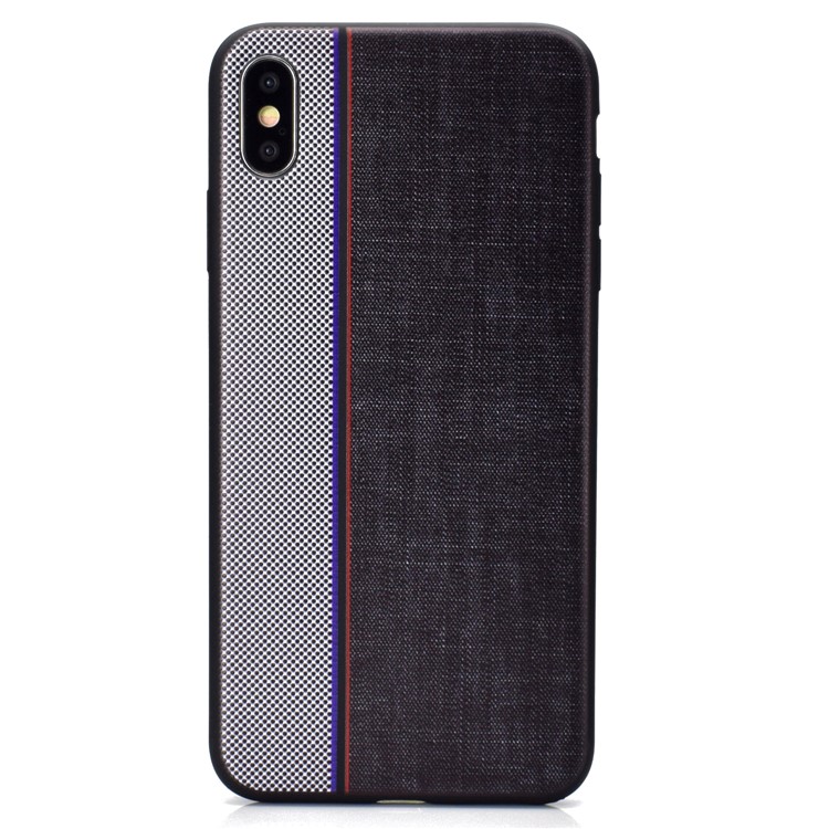 Jeans Cloth Splicing Texture TPU Back Phone Case for iPhone XS/X - Grey/Black-3