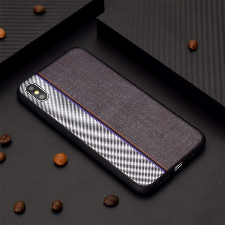 Jeans Cloth Splicing Texture TPU Back Phone Case for iPhone XS/X - Grey/Black-8