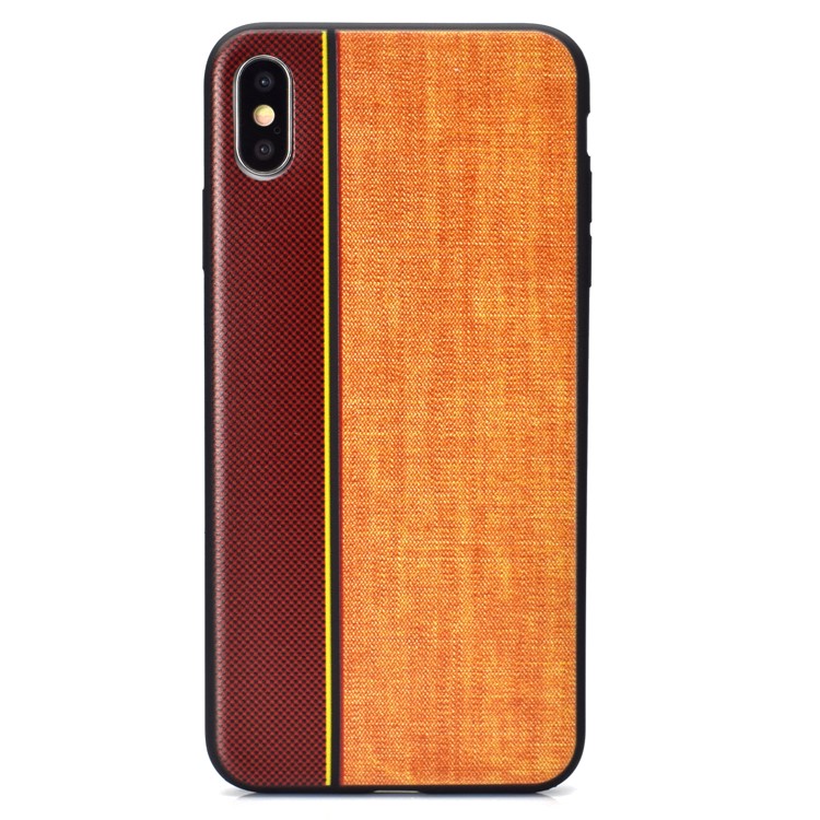 Tissu De Jeans Épissage Texture TPU Coque Arrière Pour Iphone XS / X - Marron / Kaki-2