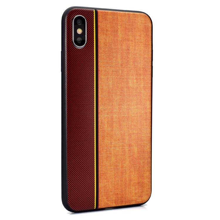 Tissu De Jeans Épissage Texture TPU Coque Arrière Pour Iphone XS / X - Marron / Kaki-3
