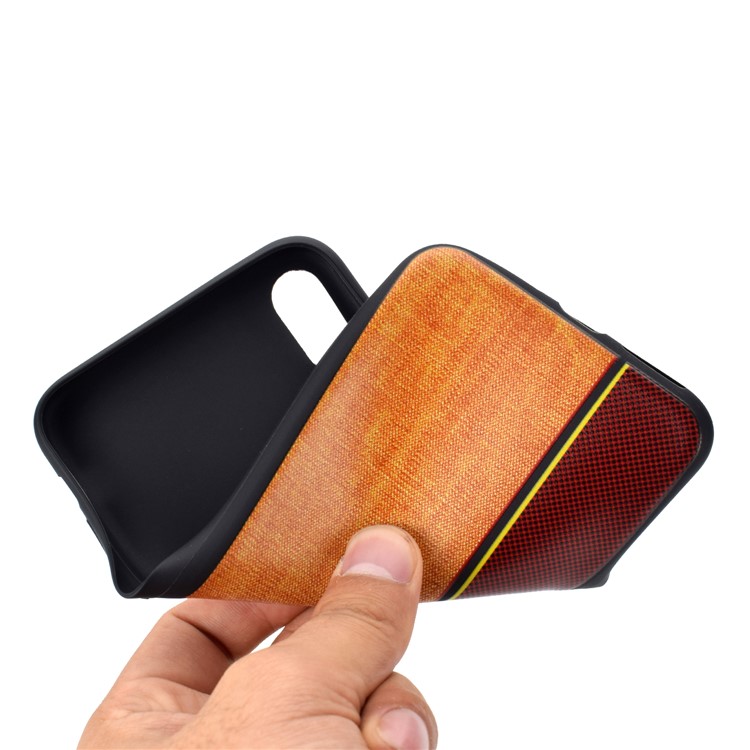 Tissu De Jeans Épissage Texture TPU Coque Arrière Pour Iphone XS / X - Marron / Kaki-6