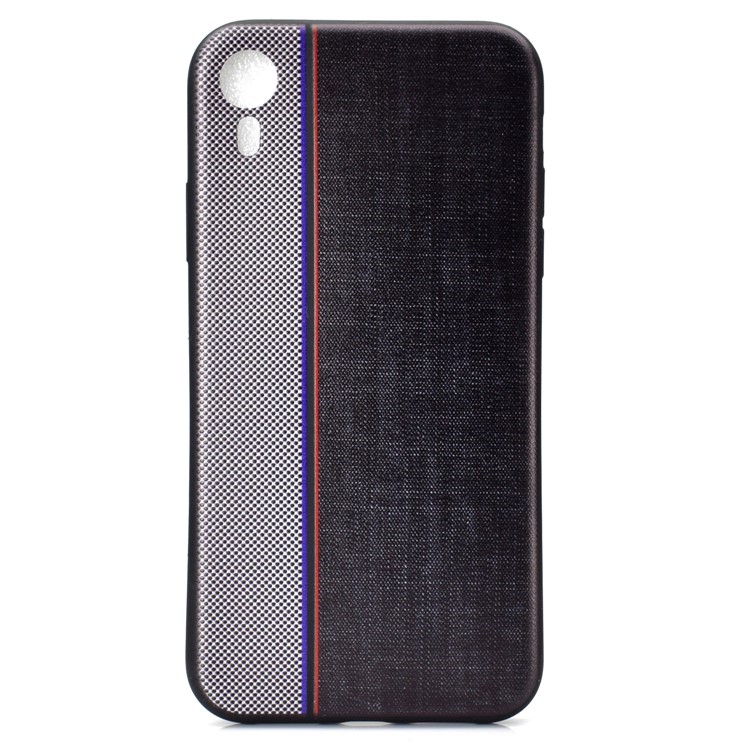 Jeans Cloth Splicing Texture TPU Back Casing for iPhone XR 6.1 inch - Black/Grey-2