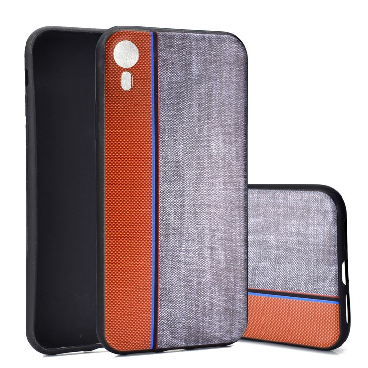 Tissu Jeans Épissage Texture TPU Coque Arrière Pour Iphone XR 6.1 Pouces - Rouge / Gris-1