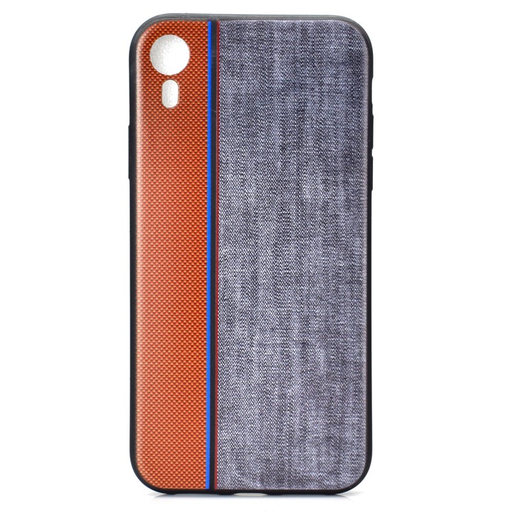 Tissu Jeans Épissage Texture TPU Coque Arrière Pour Iphone XR 6.1 Pouces - Rouge / Gris-2