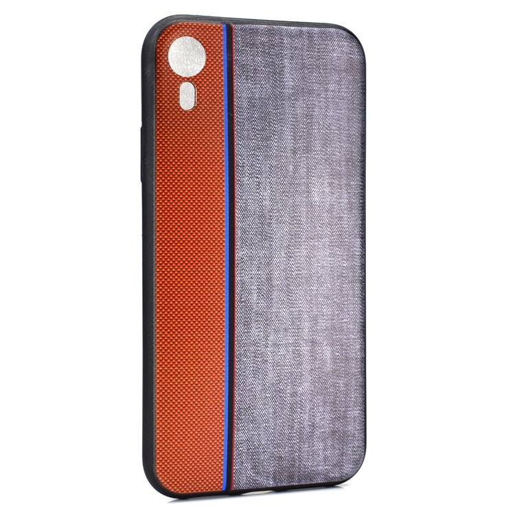 Tissu Jeans Épissage Texture TPU Coque Arrière Pour Iphone XR 6.1 Pouces - Rouge / Gris-3