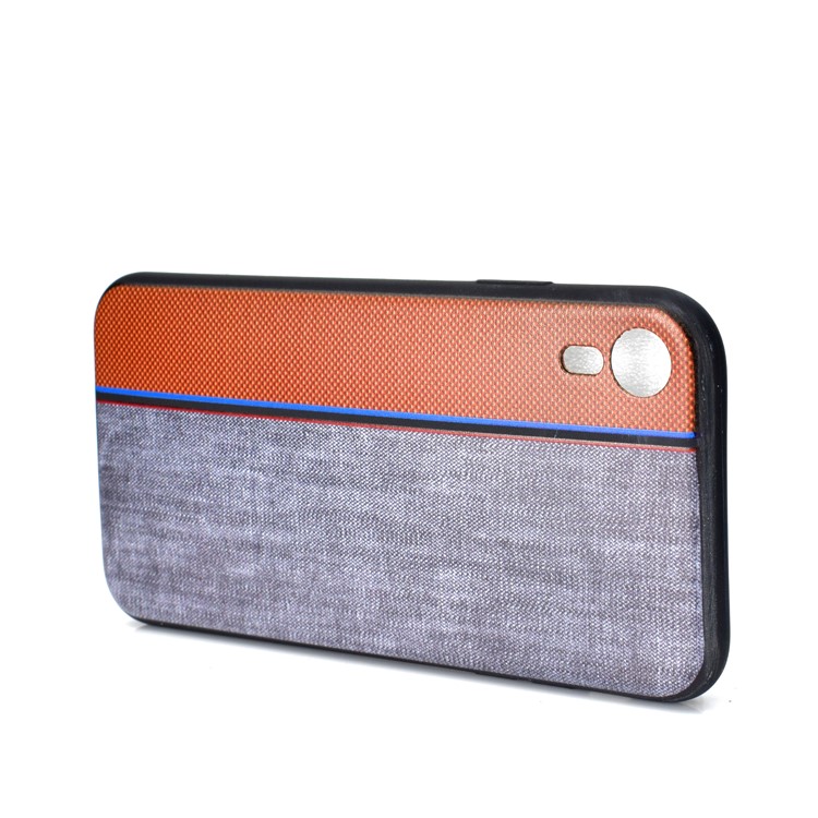 Tissu Jeans Épissage Texture TPU Coque Arrière Pour Iphone XR 6.1 Pouces - Rouge / Gris-4