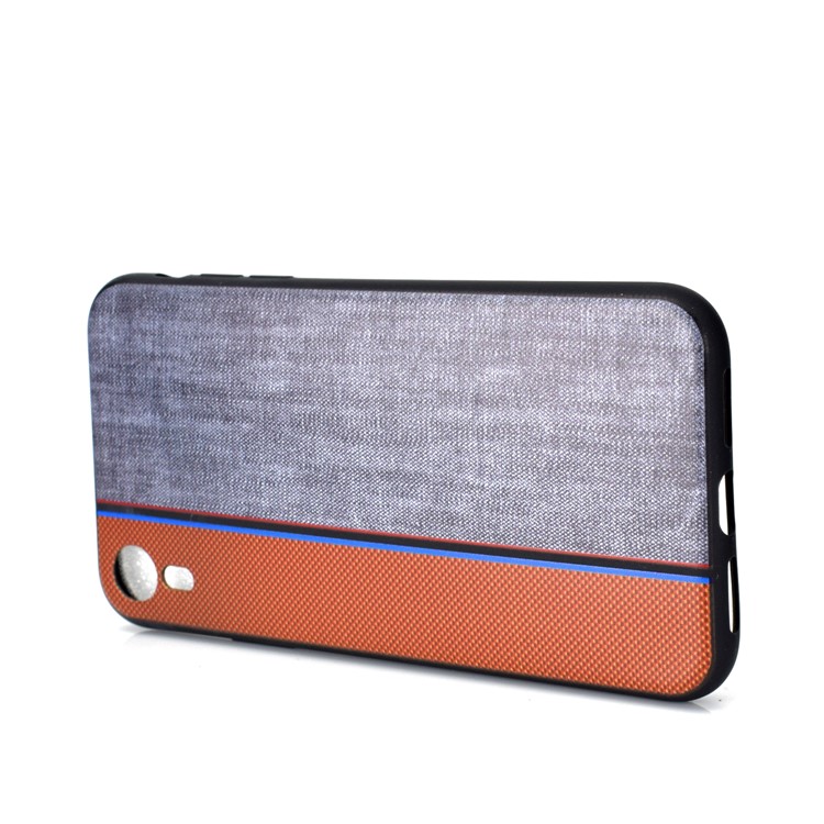 Tissu Jeans Épissage Texture TPU Coque Arrière Pour Iphone XR 6.1 Pouces - Rouge / Gris-5