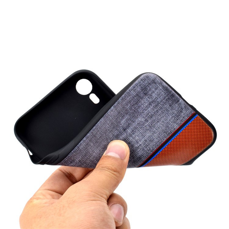 Tissu Jeans Épissage Texture TPU Coque Arrière Pour Iphone XR 6.1 Pouces - Rouge / Gris-6
