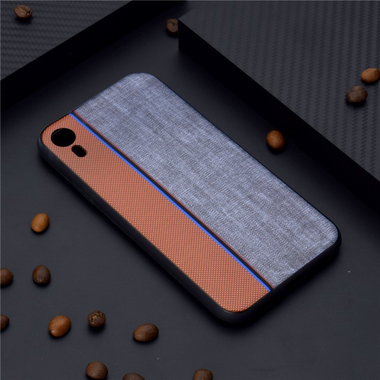 Tissu Jeans Épissage Texture TPU Coque Arrière Pour Iphone XR 6.1 Pouces - Rouge / Gris-7