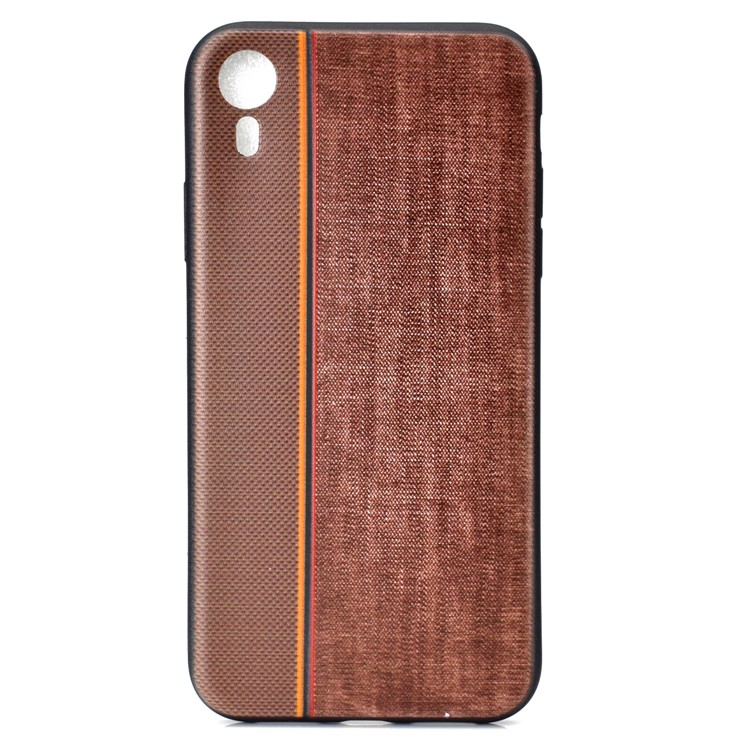 Tissu De Jeans Épissage Texture TPU Couverture Arrière Pour Iphone XR 6.1 Pouces - Café-2