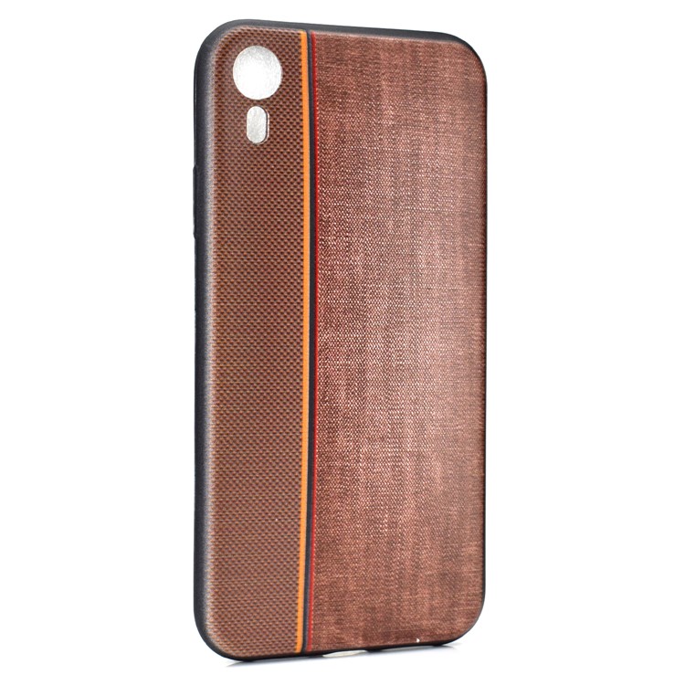 Tissu De Jeans Épissage Texture TPU Couverture Arrière Pour Iphone XR 6.1 Pouces - Café-3
