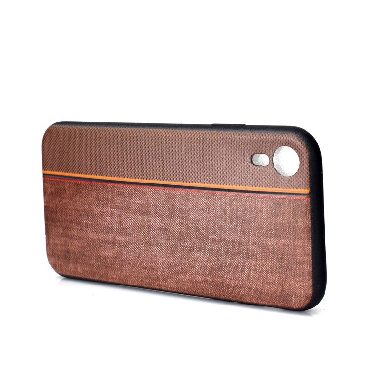 Tissu De Jeans Épissage Texture TPU Couverture Arrière Pour Iphone XR 6.1 Pouces - Café-5