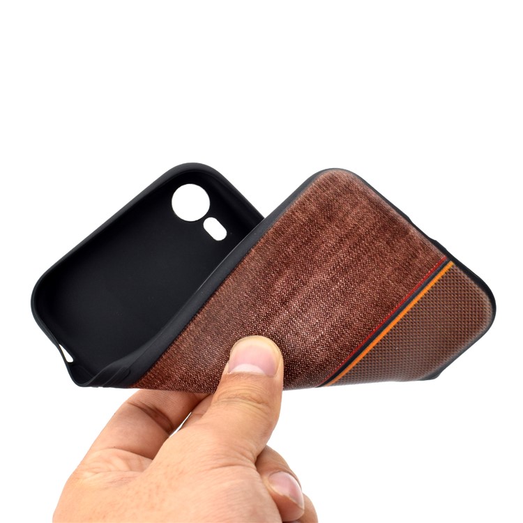 Tissu De Jeans Épissage Texture TPU Couverture Arrière Pour Iphone XR 6.1 Pouces - Café-7