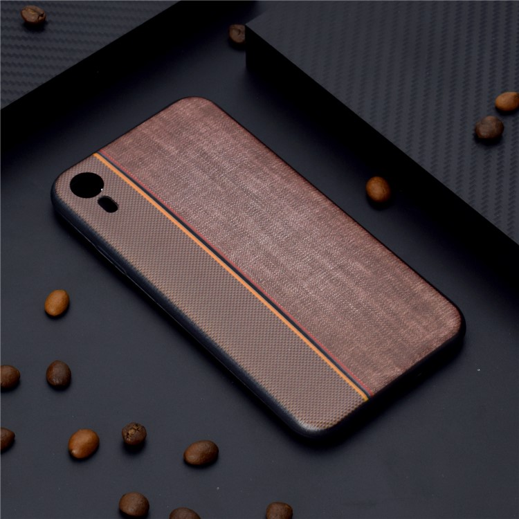 Tissu De Jeans Épissage Texture TPU Couverture Arrière Pour Iphone XR 6.1 Pouces - Café-8