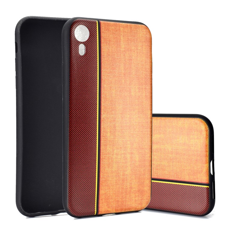 

Jeans Cloth Splicing Texture TPU Back Case Accessory for iPhone XR 6.1 inch - Brown/Khaki, iPhone XR