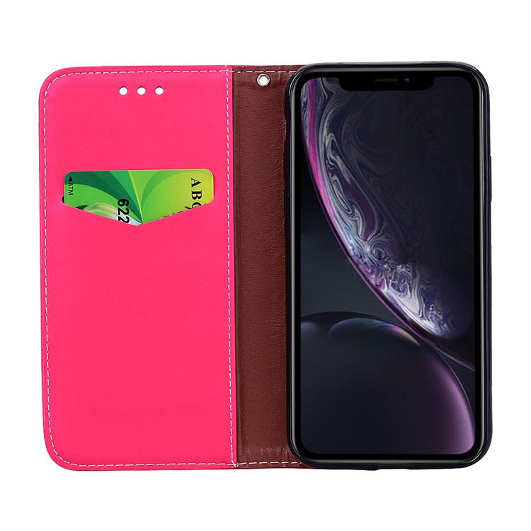 Auto-absorbed Wallet Stand Leather Cover with Strap for iPhone XR 6.1 inch - Rose-5