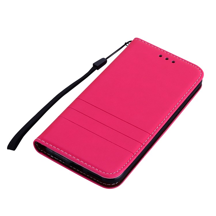 Auto-absorbed Wallet Stand Leather Cover with Strap for iPhone XR 6.1 inch - Rose-6