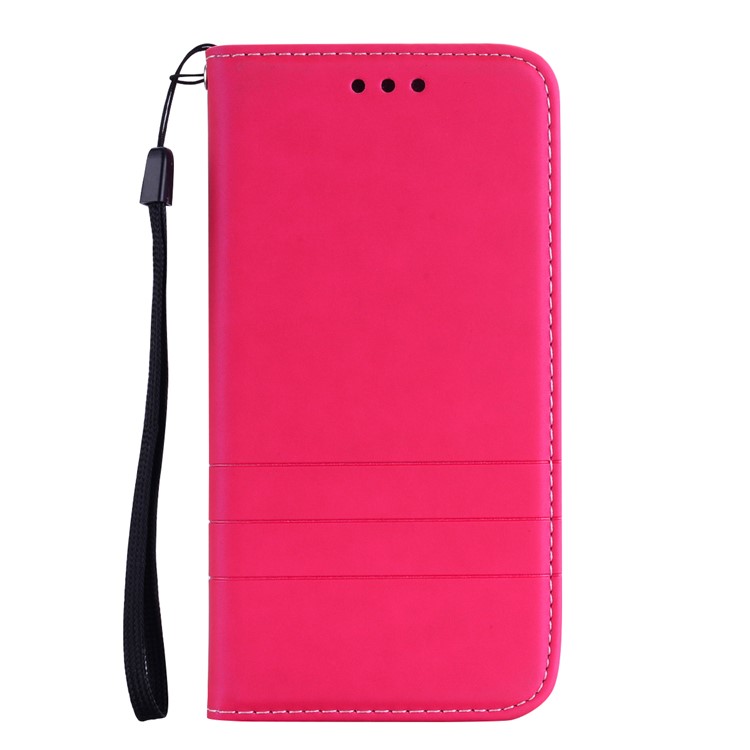 Auto-absorbed Wallet Stand Leather Cover with Strap for iPhone XR 6.1 inch - Rose-7