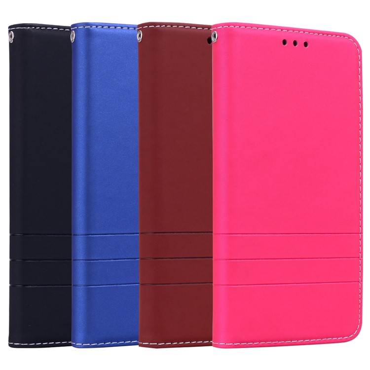 Auto-absorbed Wallet Stand Leather Cover with Strap for iPhone XR 6.1 inch - Rose-9