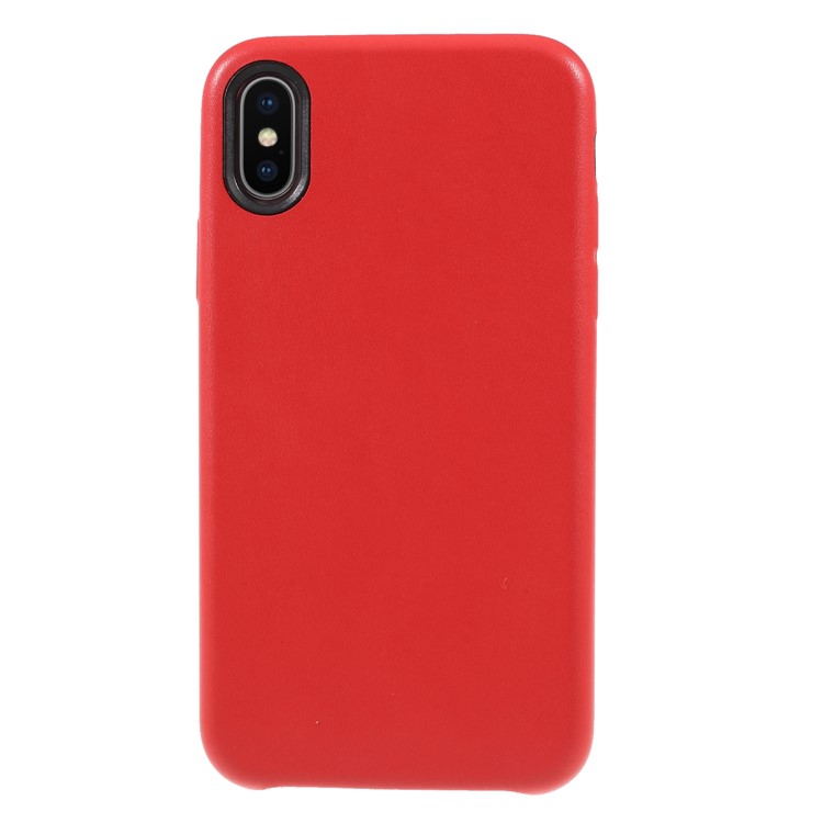 For iPhone X PU Leather Coated PC Protection Case - Red-2