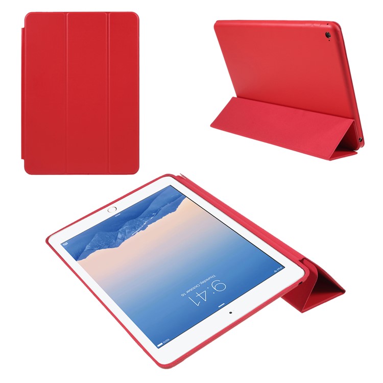 Tri-fold Stand Smart Leather Case for iPad Air 2 - Red-1