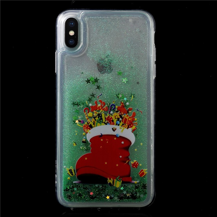 

Christmas Series Glitter Powder Quicksand TPU + Acrylic Hybrid Cover for iPhone XS Max 6.5 inch - Christmas Presents, iPhone XS Max