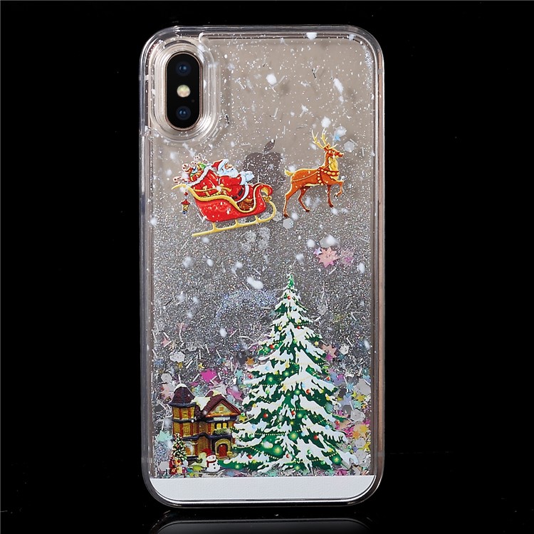 

Christmas Tree Pattern Glitter Powder Quicksand TPU Acrylic Hybrid Cover for iPhone XS Max 6.5 inch - Silver, iPhone XS Max