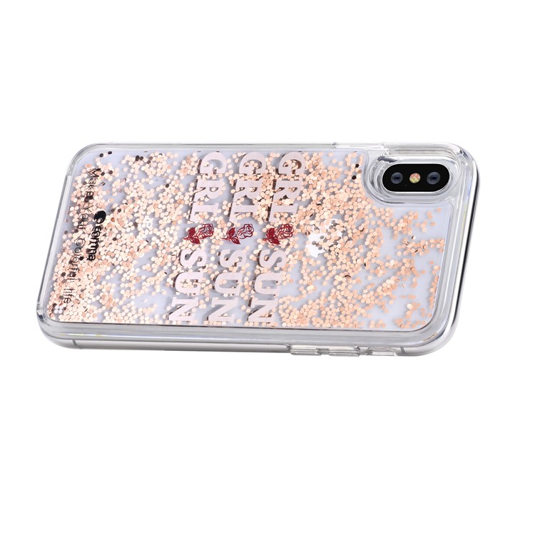 COMMA Dynamic Sequins Quicksand PC Cell Phone Case for iPhone XS / X 5.8 inch - Gold-3