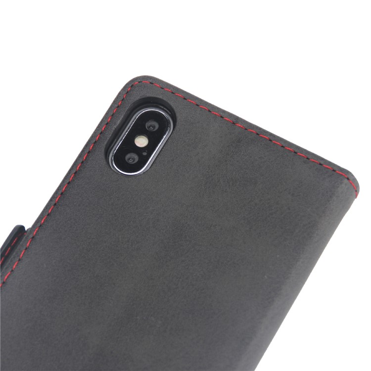 Business Style Splicing Leather Wallet Case Cover for iPhone XS 5.8 inch - Black-10