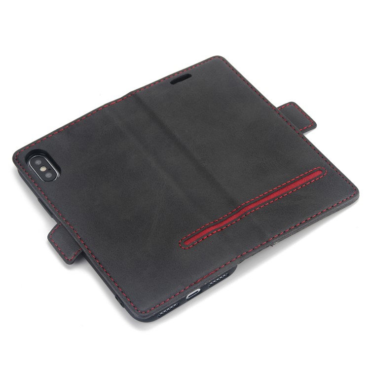 Business Style Splicing Leather Wallet Case Cover for iPhone XS 5.8 inch - Black-6