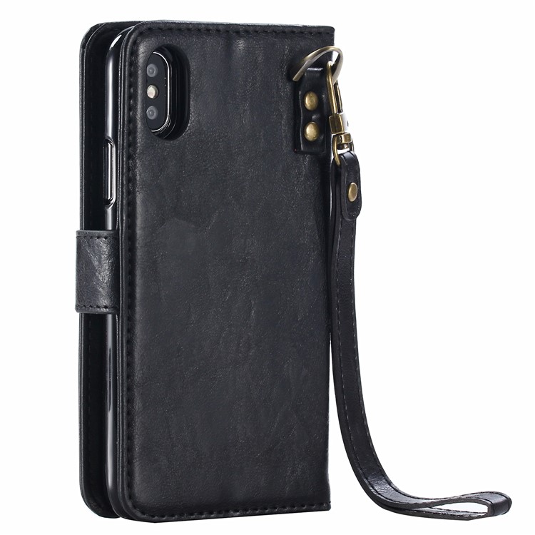 Magnetic Detachable Leather Wallet Mobile Case for iPhone XS Max 6.5 inch - Black-4