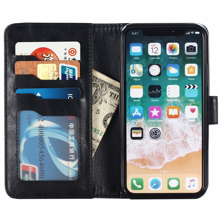Magnetic Detachable Leather Wallet Mobile Case for iPhone XS Max 6.5 inch - Black-5
